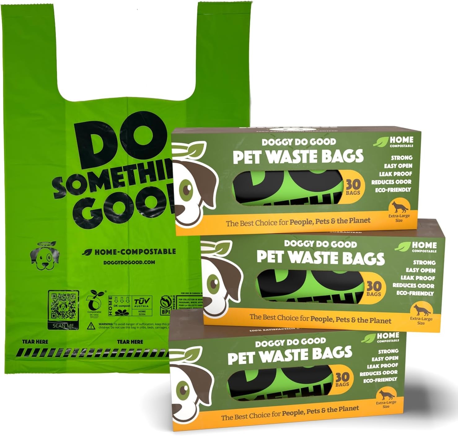 Poop Bags for Dogs (90 Ct), Easy Open Dog Poop Bags Single Roll, Certified Home Compostable