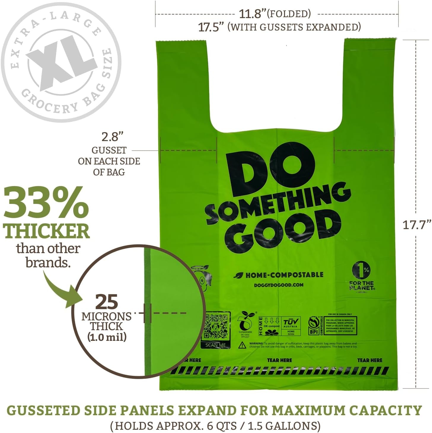 Poop Bags for Dogs (90 Ct), Easy Open Dog Poop Bags Single Roll, Certified Home Compostable