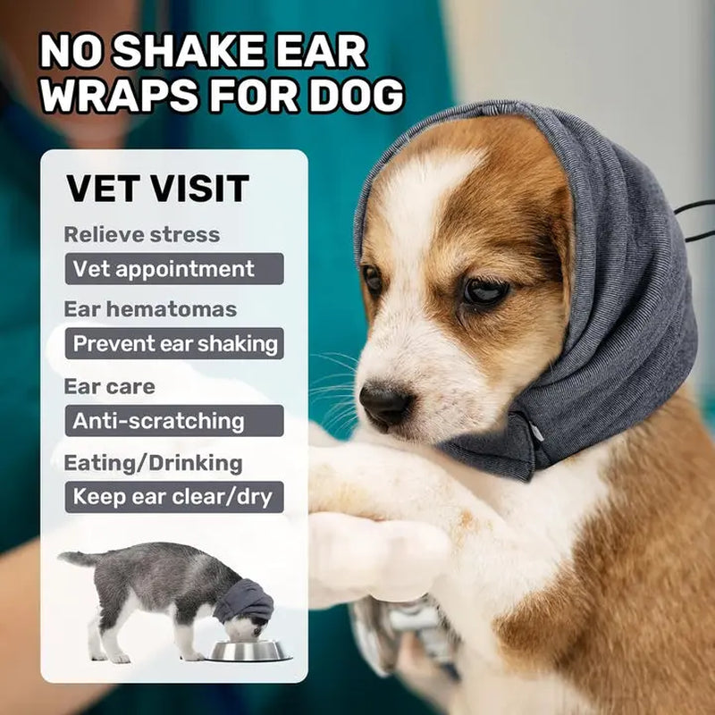 Dog Calming Ear Wrap – Soft Stretchy Wrap for Grooming Vet Visits Travel & Loud Environments Reduces Anxiety & Ear Flapping