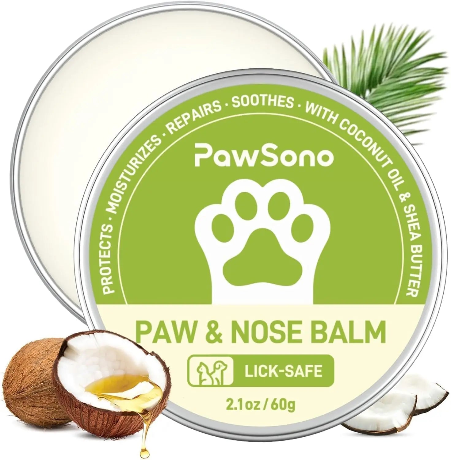 Pawsono Dog Paw Balm for Dogs & Cats, Natural Ingredients Lick-Safe Dog Paw Pad Balm, Moisturizer & Soother for Dry Crackedpaws & Noses|Dog Paw Protection from Snow, Hot Pavements, 1 Pack | 2Oz