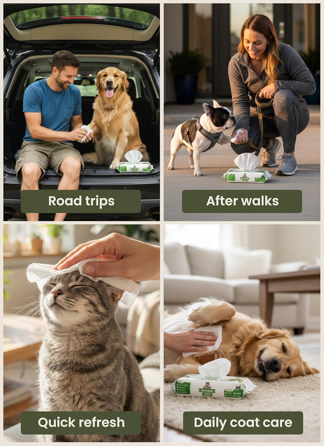 Pogi’S Dog Grooming Wipes – Hypoallergenic Pet Wipes for Paws, Body & Butt – Cleaning & Hydrating, Fragrance Free, 400 Count