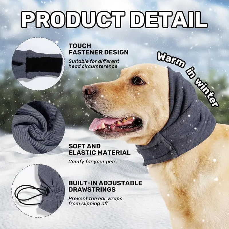 Dog Calming Ear Wrap – Soft Stretchy Wrap for Grooming Vet Visits Travel & Loud Environments Reduces Anxiety & Ear Flapping