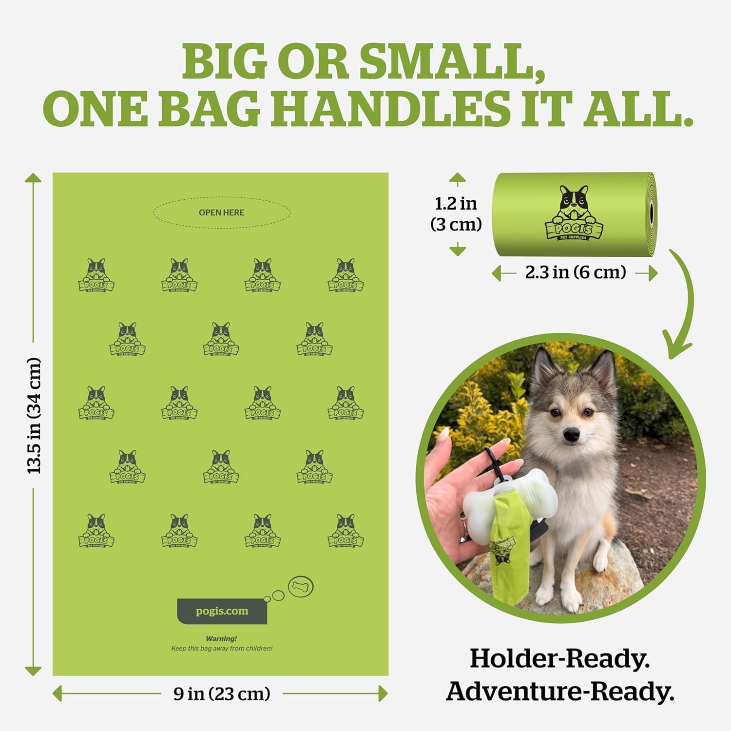 Pogi's Premium Leak-Proof Extra Thick Dog Waste Bags (Unscented, 30 Rolls, 450 Count)