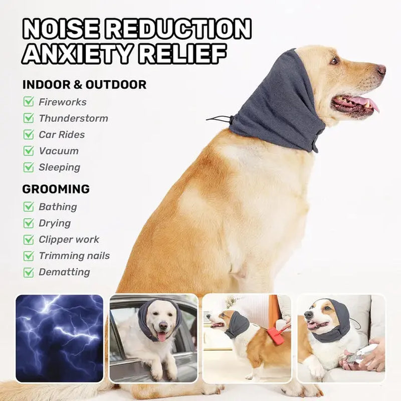 Dog Calming Ear Wrap – Soft Stretchy Wrap for Grooming Vet Visits Travel & Loud Environments Reduces Anxiety & Ear Flapping